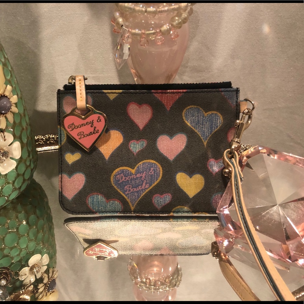 Dooney & Bourke Heart Tan Leather Wristlet Purse
